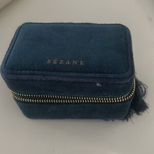 Sezane Blue Velvet Jewelry Organizer